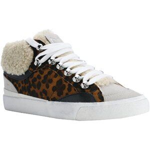 New Marc Fisher 7.5 Merin Leopard Natural Shearling Sneaker